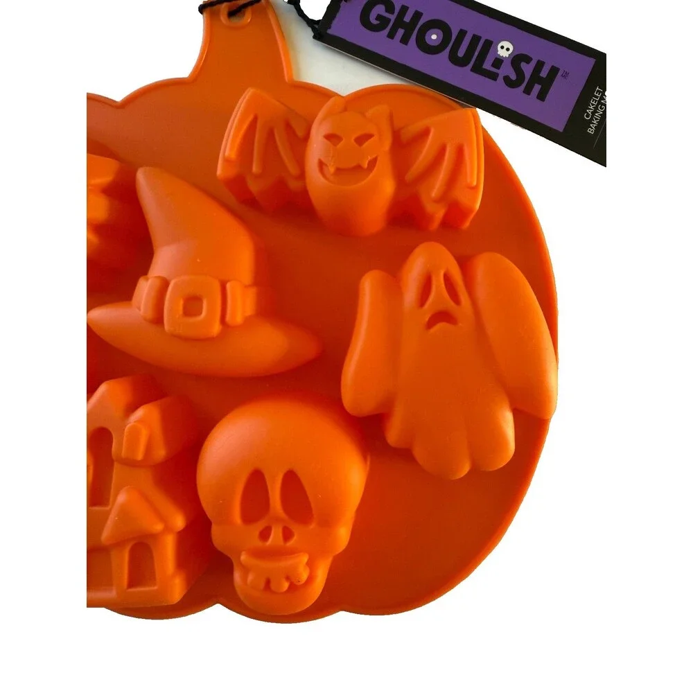 Ghoulish Halloween Cakelet Baking Mold Cake Brownies Resin Clay Bat Skull Spider